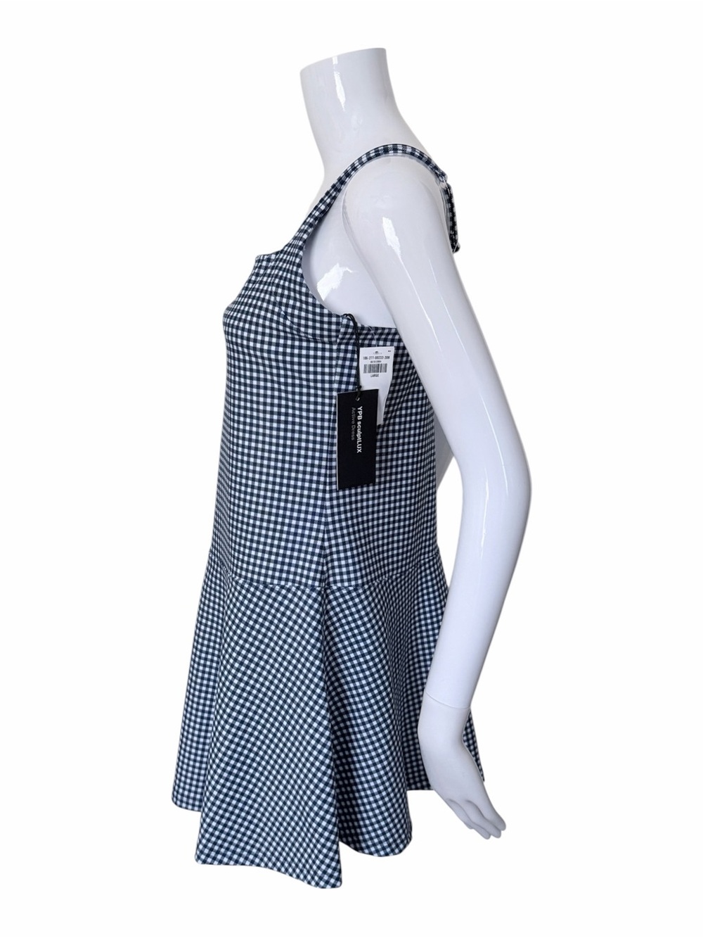 NEW YPB SculptLUX Gingham Square Neck Drop Waist Active Dress Size Large - Picture 4 of 7